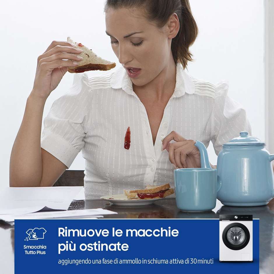 SAMSUNG WW11BB534DAE Lavatrice Carica frontale 60 cm 11 kg 1400 Giri/min Motore Inverter Vapore Classe A Nero, Bianco