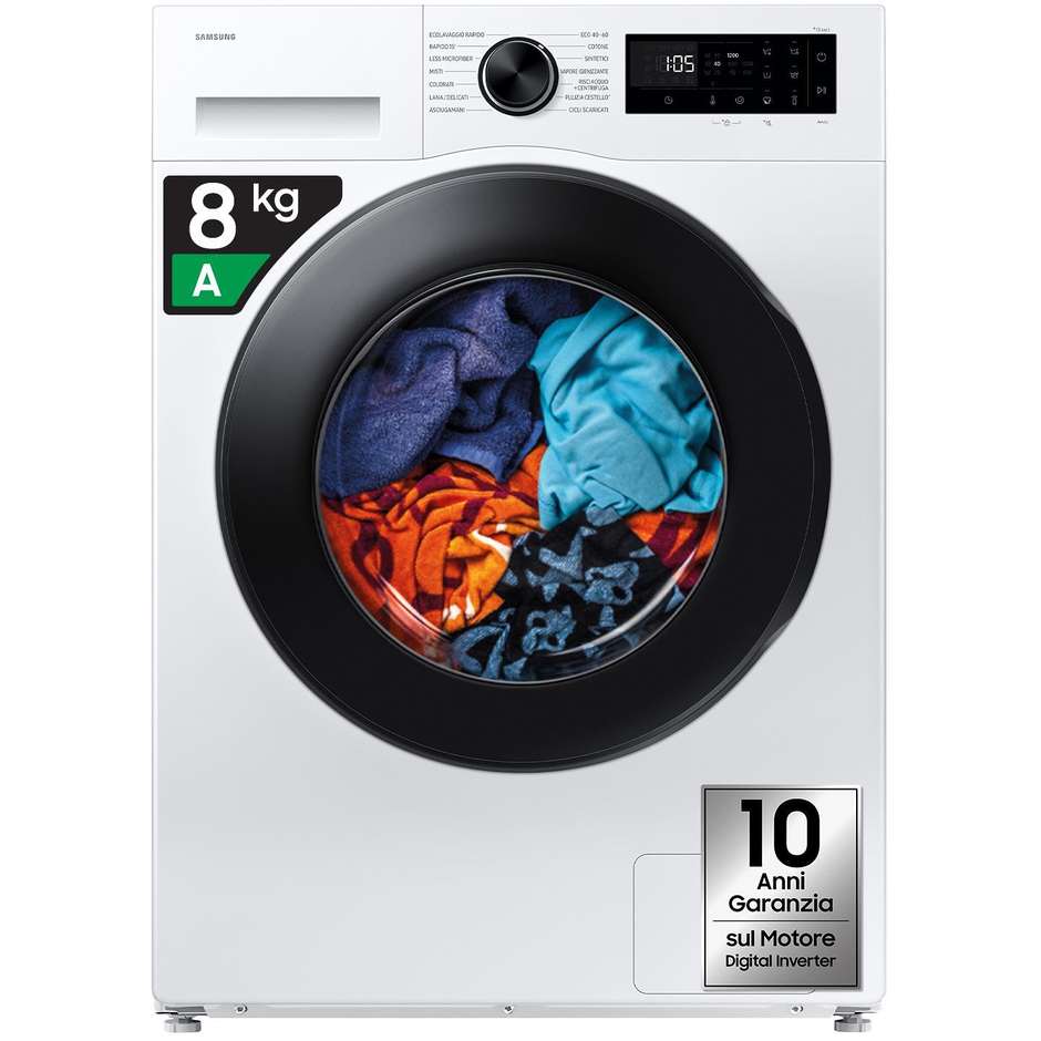 Samsung WW80FG5L32AEET Lavatrice 8 kg 1200 Giri/min Classe A Wi-Fi Bianca