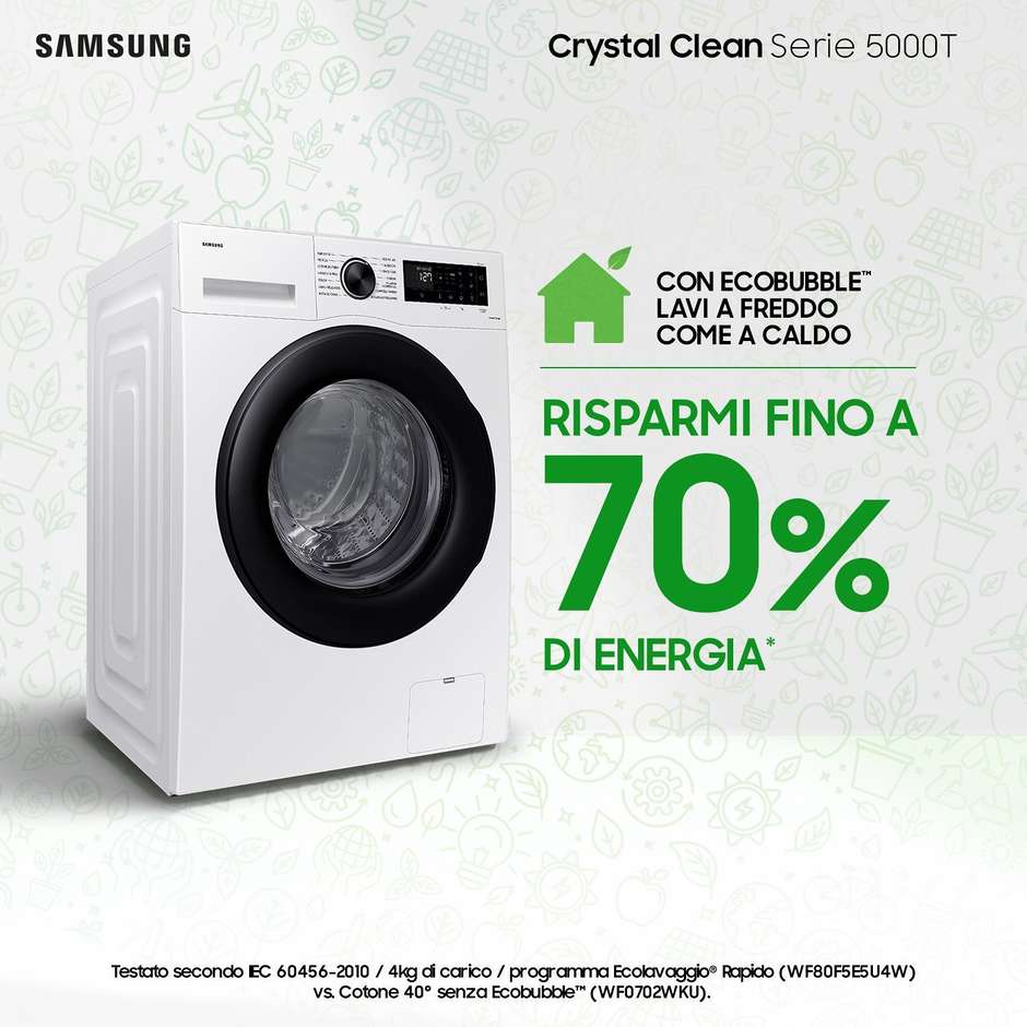 SAMSUNG WW90CGC04DAE Lavatrice Carica frontale 60 cm 9 kg 1400 Giri/min Motore Inverter Smart Wi-Fi Classe A