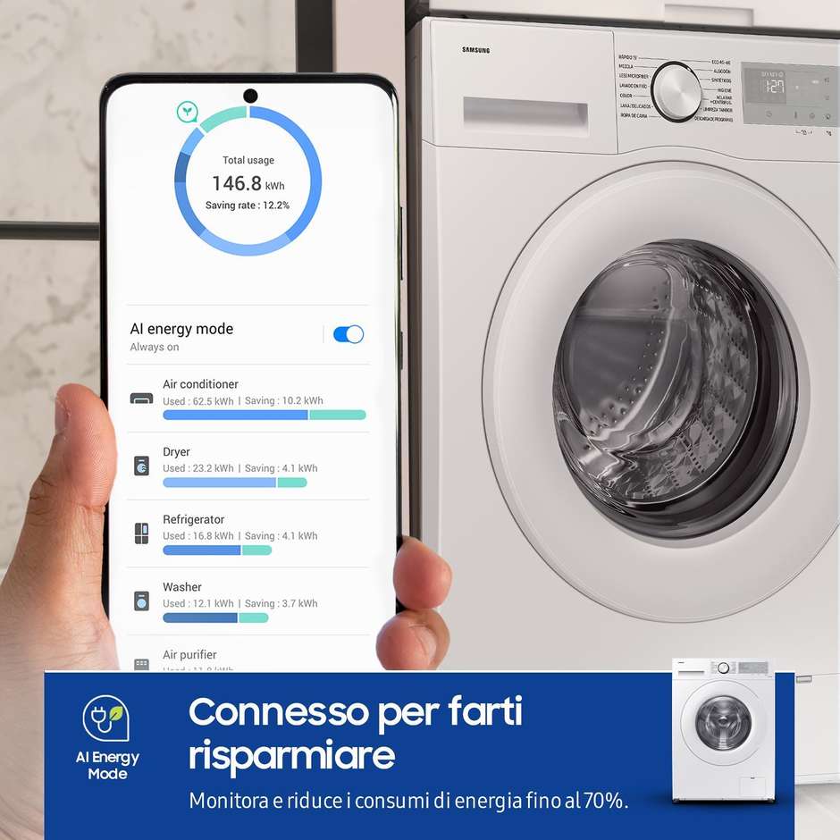 Samsung WW90CGC04DTH Lavatrice Carica frontale Capacita 9 Kg 1400 Giri/min Classe A Colore Bianco