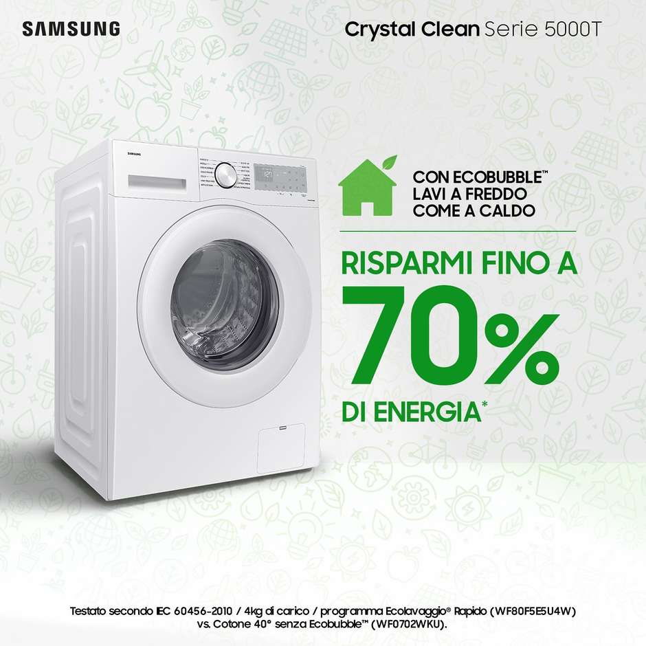Samsung WW90CGC04DTH Lavatrice Carica frontale Capacita 9 Kg 1400 Giri/min Classe A Colore Bianco