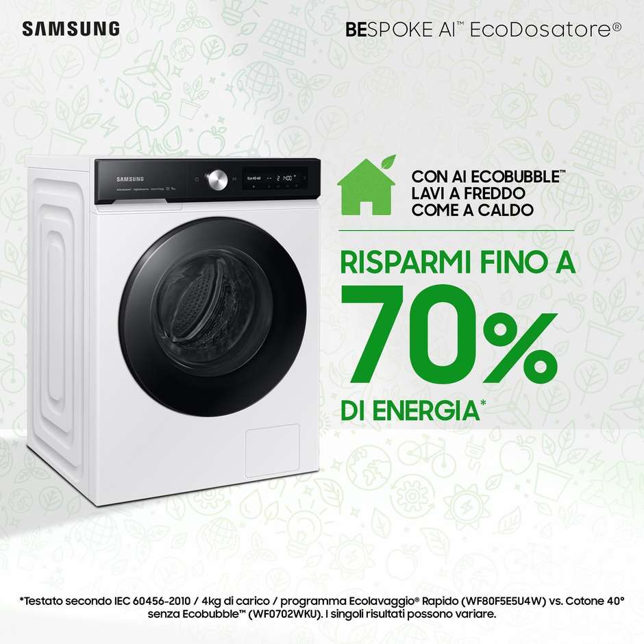 Samsung WW90DB7U94GEU3 Lavatrice Carica frontale Capacita 9 kg 1400 Giri/min Classe A Colore Bianco