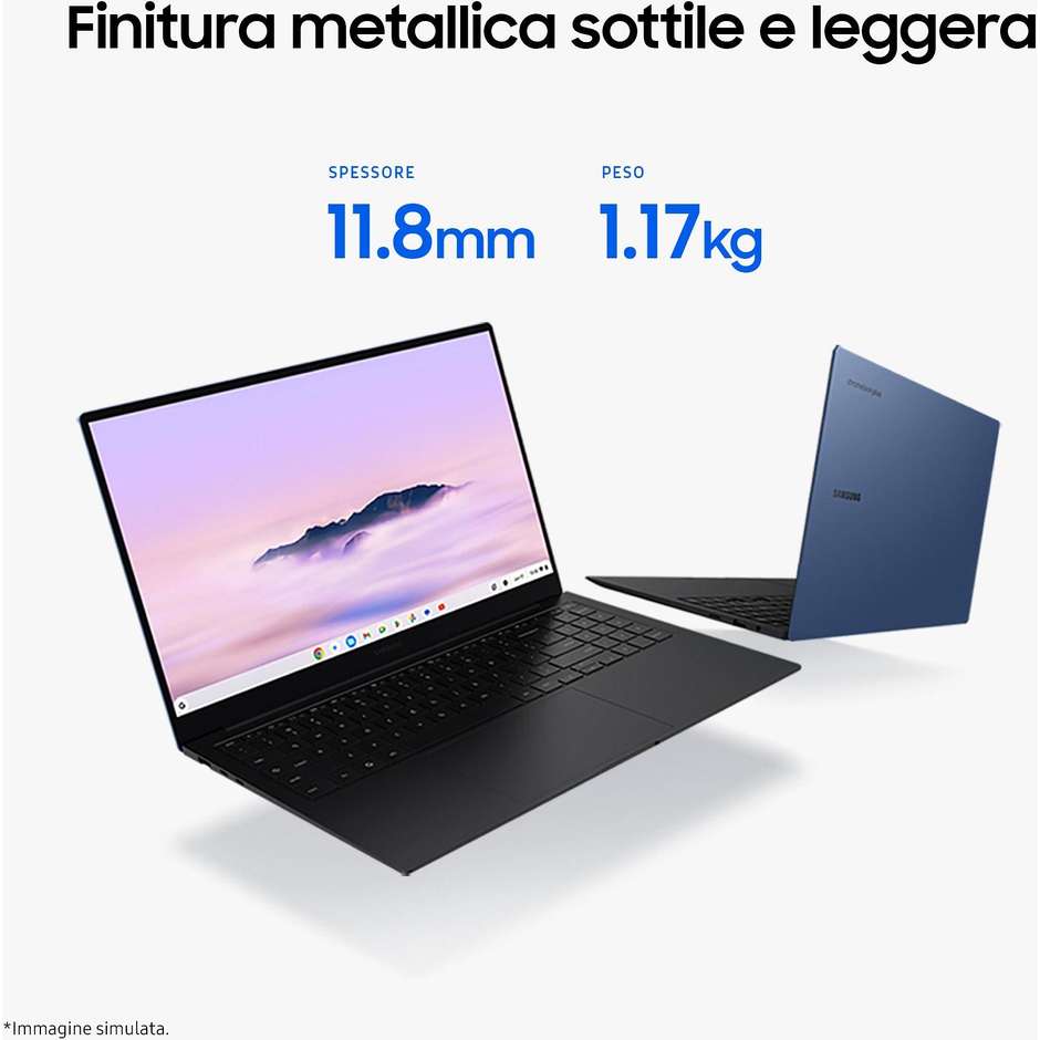 Samsung XE550XGA-KC1IT Galaxy Notebook 15.6" Ram 8 GB Memoria 256 GB ChromeOS Colore Blu