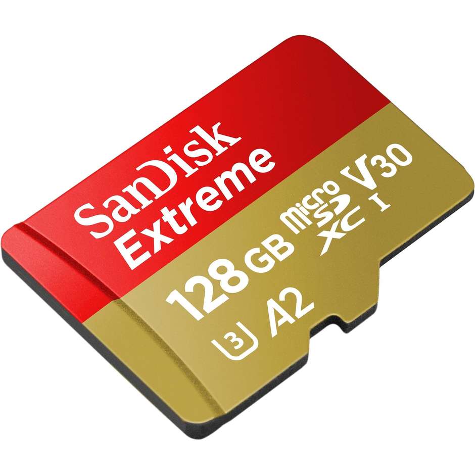 SanDisk Extreme 128GB (SDSQXAA-128G-GN6AA) MicroSDXC UHS-I U3 V30 A2 190 MB/s Oro/Rosso