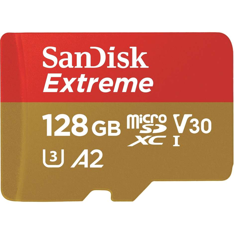 SanDisk Extreme microSDXC 128 GB U3 V30 A2 con adattatore SD