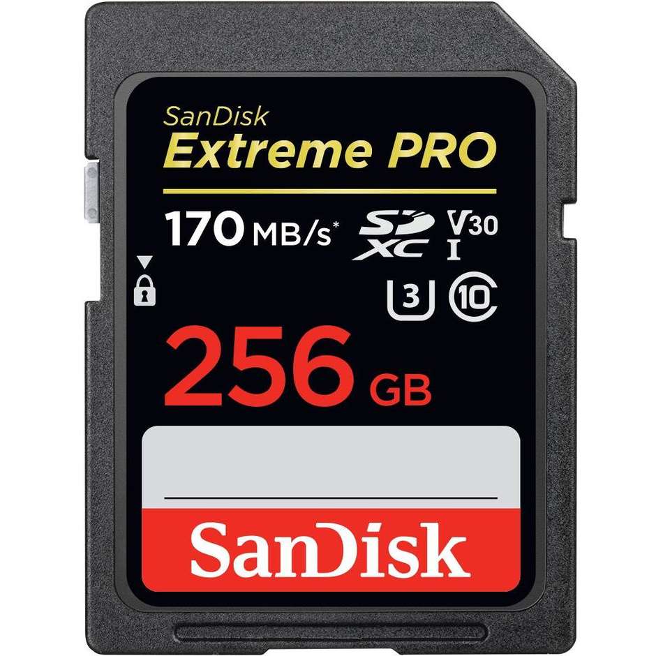 Sandisk Extreme Pro Memory Card Micro SD XC Memoria 256 Gb colore nero