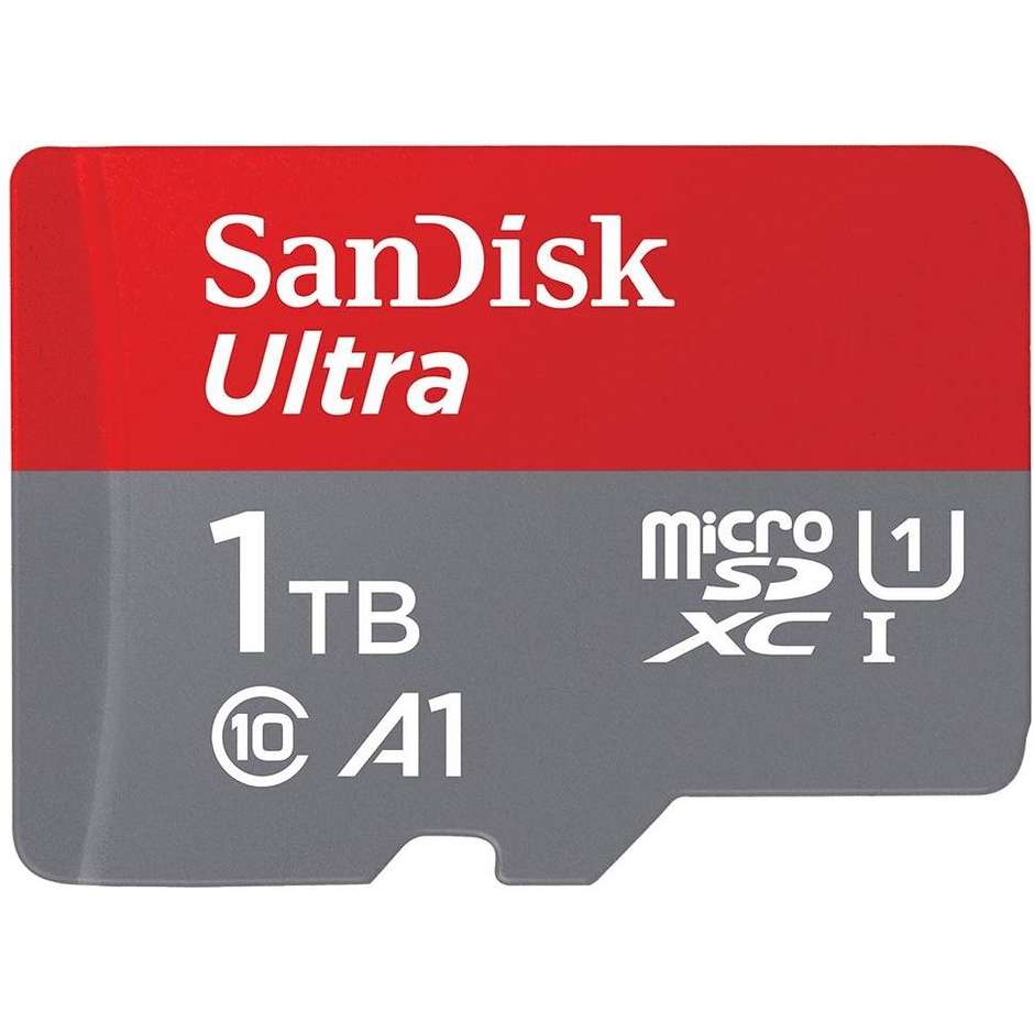 Sandisk SDSQUA4-1T00-G Ultra Memory Card + Adattatore Capacità 1 Tb colore grigio e rosso