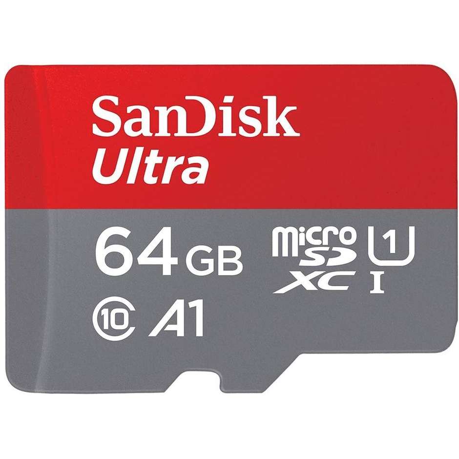 Sandisk SDSQUA4064 Memory Card con adattatore Capacità 64 Gb colore grigio e rosso