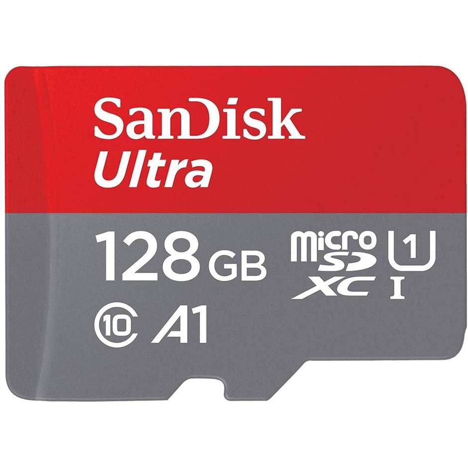 Sandisk SDSQUA4128 Scheda SD Capacità 128 Gb colore grigio e rosso