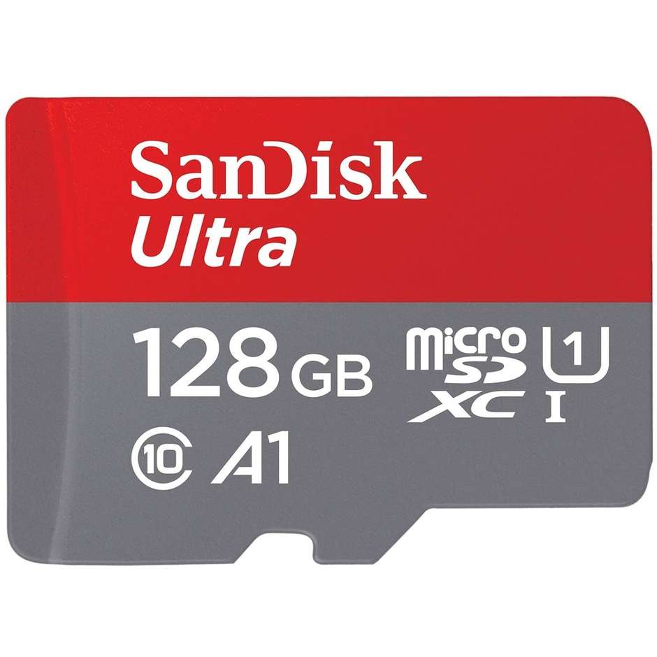 SanDisk Ultra MicroSDXC 128 GB UHS-I U1 A1 Full HD fino a 140 MB/s Grigio/Rosso