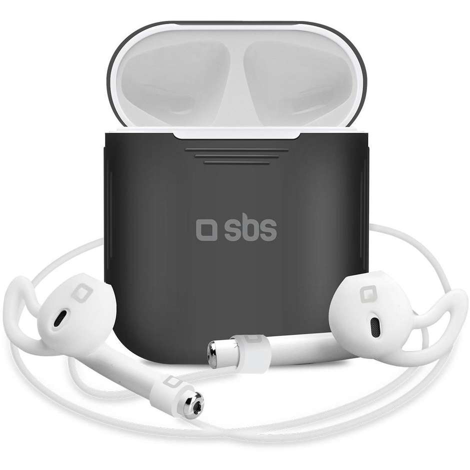 SBS IRPODSKITK Kit x apple Airpods astuccio, laccio e copri auricolari con archetto colore Nero