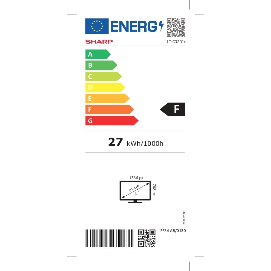Sharp 1T-C32DI4E Smart TV 32" HD Ready LED Android TV Wi-Fi DVB-T2 Nero
