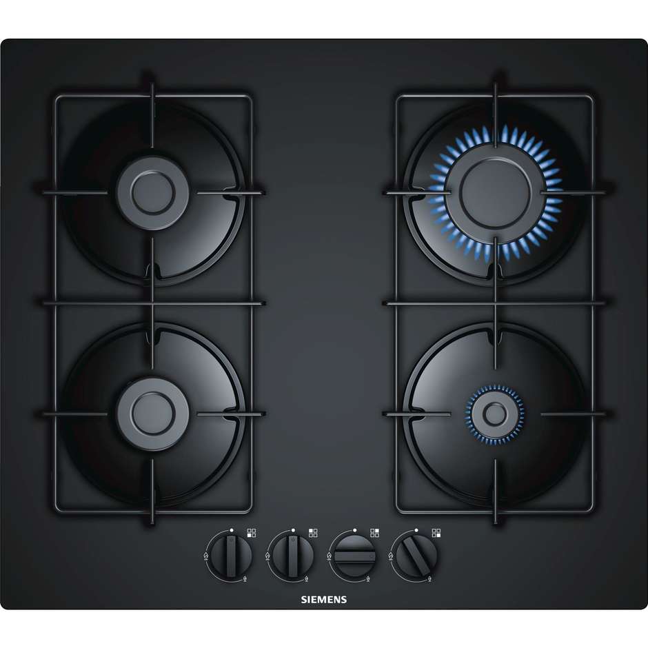 Siemens EN6B6PB80 piano cottura a gas 60 cm 4 fuochi griglie acciaio smaltato colore nero