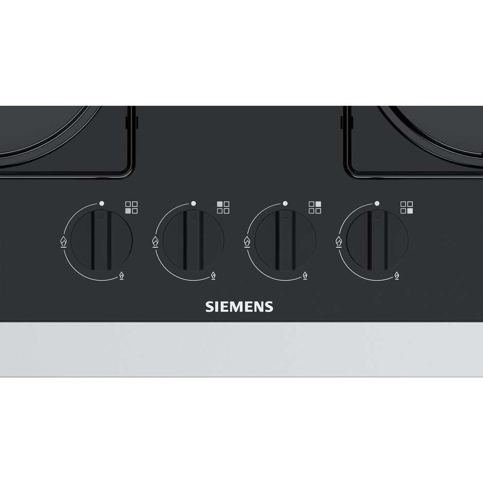 Siemens EN6B6PB80 piano cottura a gas 60 cm 4 fuochi griglie acciaio smaltato colore nero
