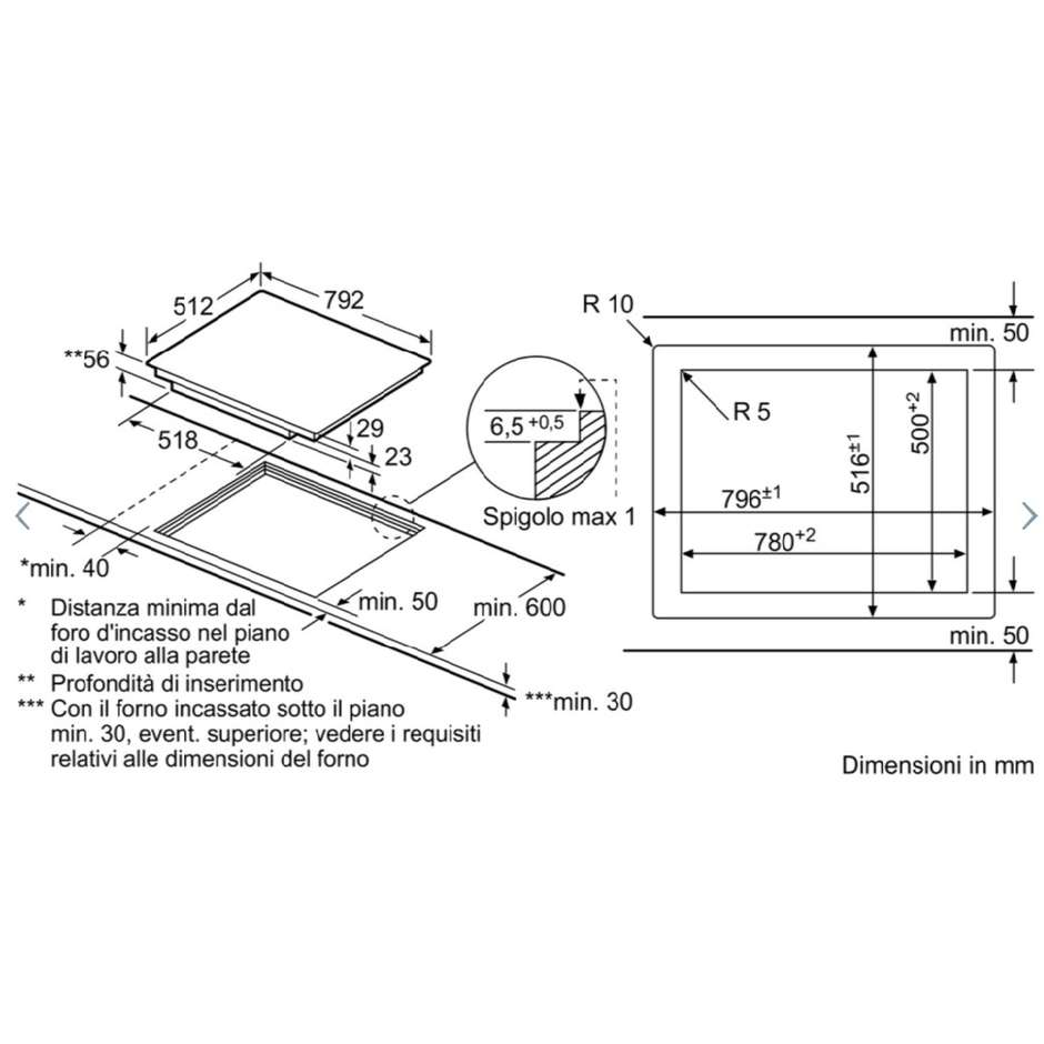 Siemens EX801LYC1 Piano cottura a induzione 80 cm 4 zone Vetroceramica Nero