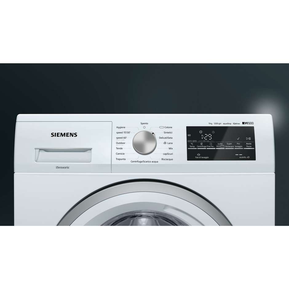 Siemens WM12T459IT lavatrice carica frontale 9 Kg 1200 giri classe A+++ colore bianco