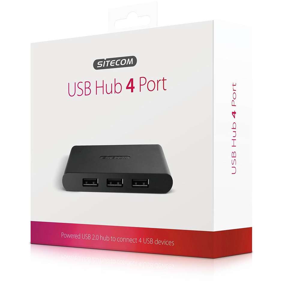 Sitecom CN-081 HUB USB 2.0  alimentato per la connessione di 4 dispositivi USB colore nero
