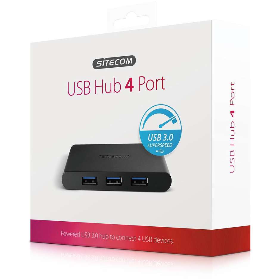 Sitecom CN-083 hub USB 3.0 a 4 porte, nero