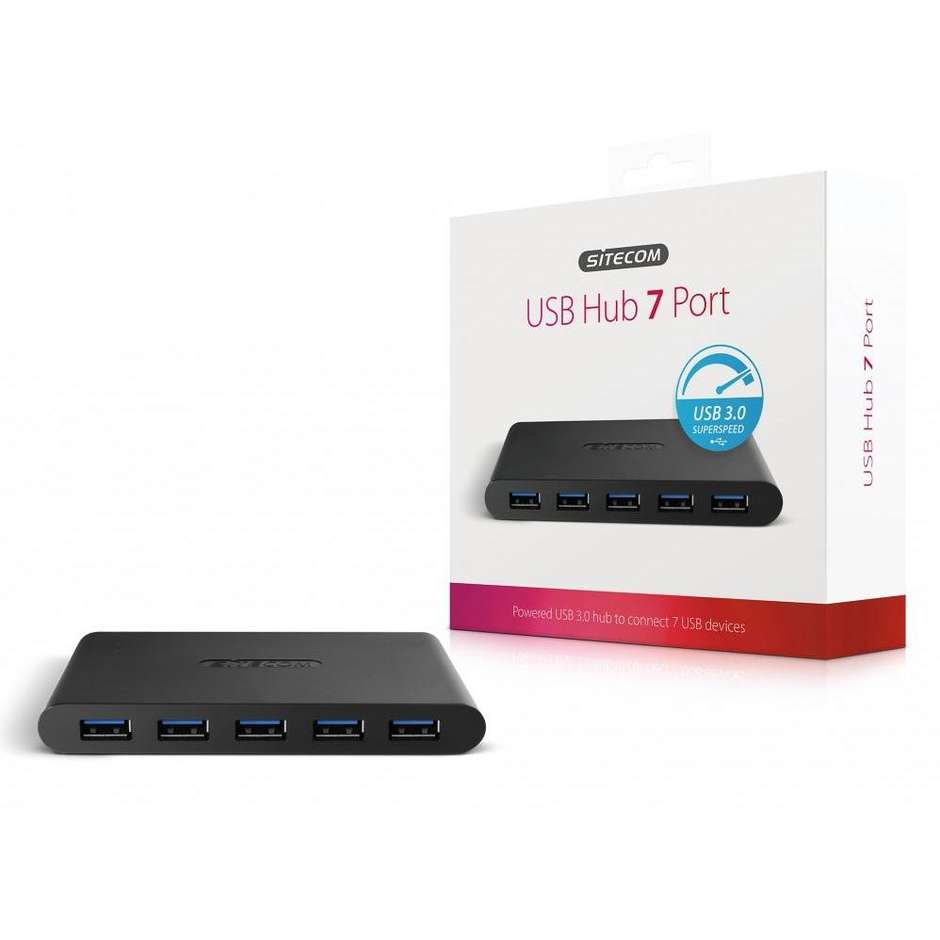 Sitecom CN-084 hub USB 3.0 a 7 porte, nero