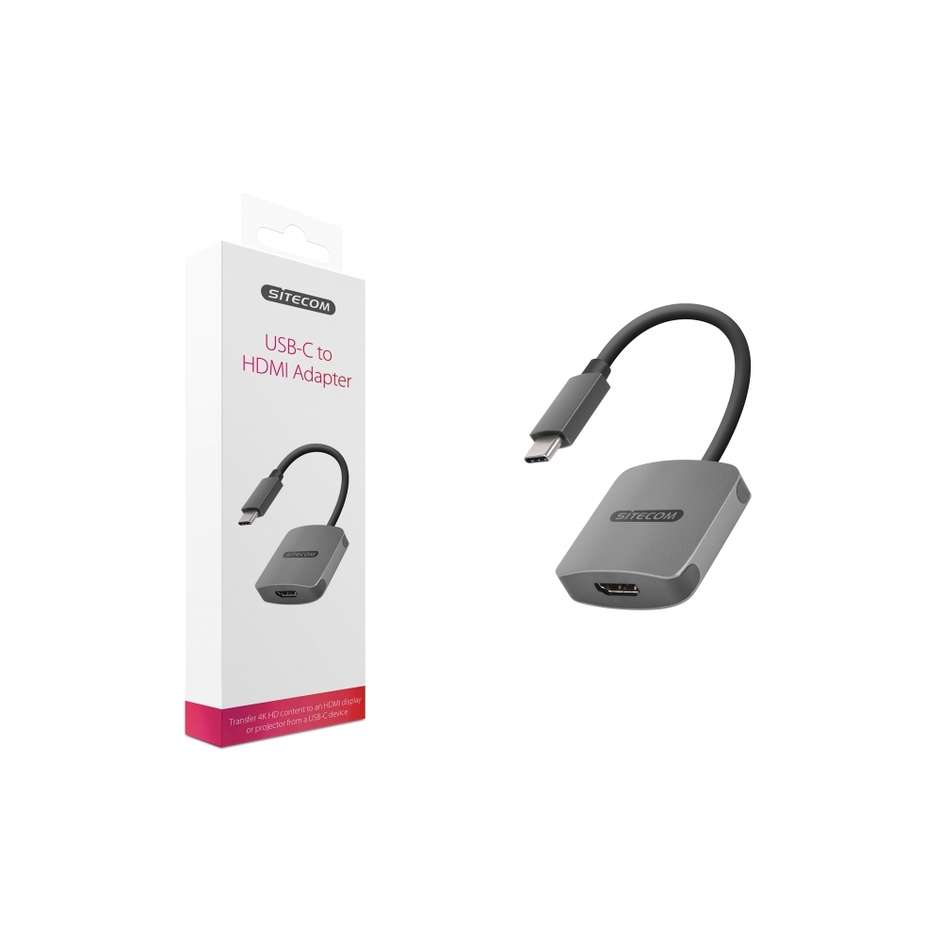 Sitecom CN-372 Adattatore da USB-C a HDMI 4K UHD 60Hz Compatto Alluminio Grigio