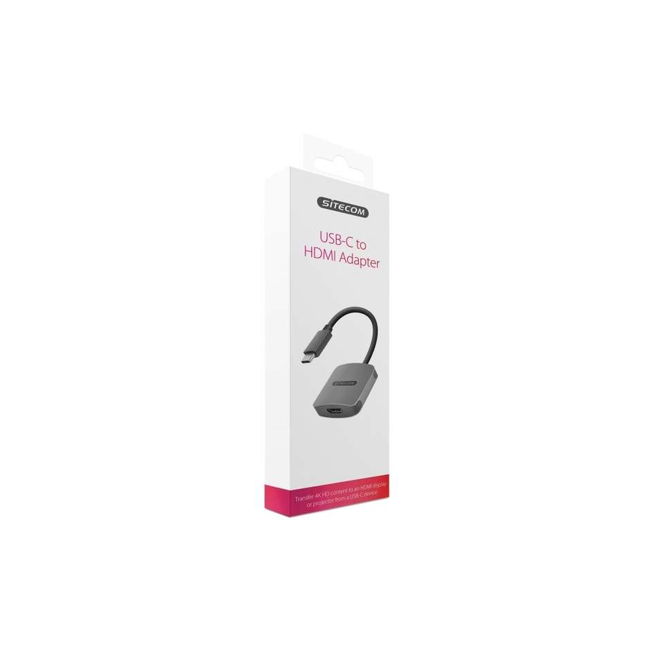Sitecom CN-372 Adattatore da USB-C a HDMI 4K UHD 60Hz Compatto Alluminio Grigio