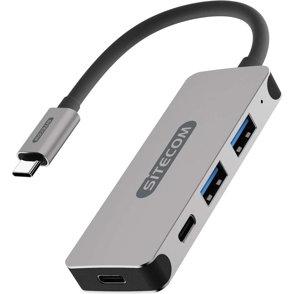 Sitecom CN-384 Hub USB-C 4 porte colore alluminio e nero