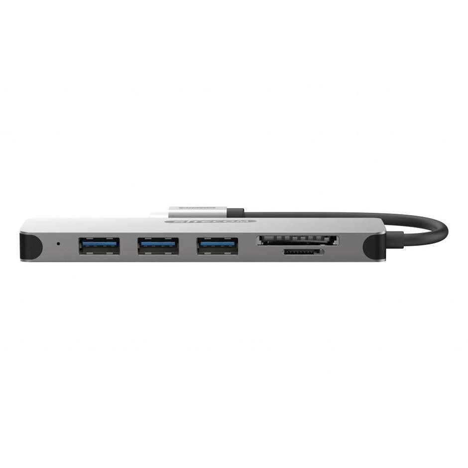 Sitecom CN-407 Adattatore Hub USB-C con Porta Gigabit Ethernet RJ-45 HDMI 4K USB 3.0 e Power Delivery 100W - Grigio/Nero