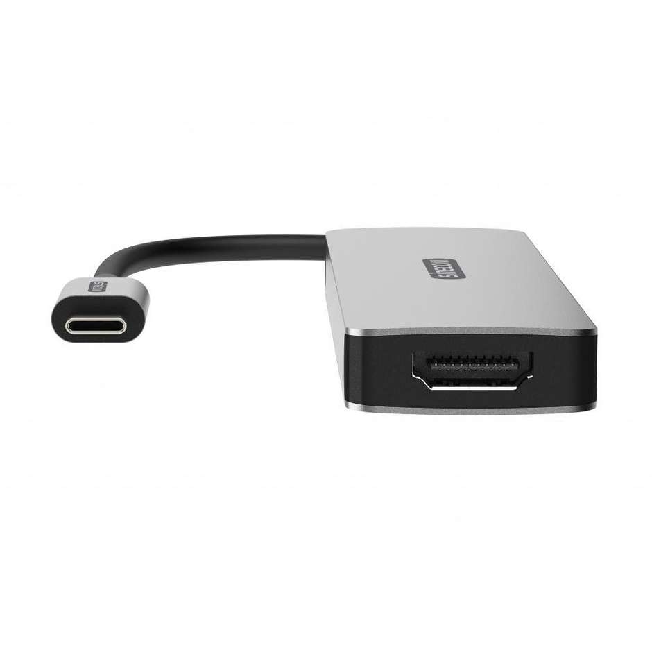 Sitecom CN-407 Replicatore di porte e docking station per laptop USB 3.2 Gen 1 (3.1 Gen 1) Type-C Colore Alluminio, Nero