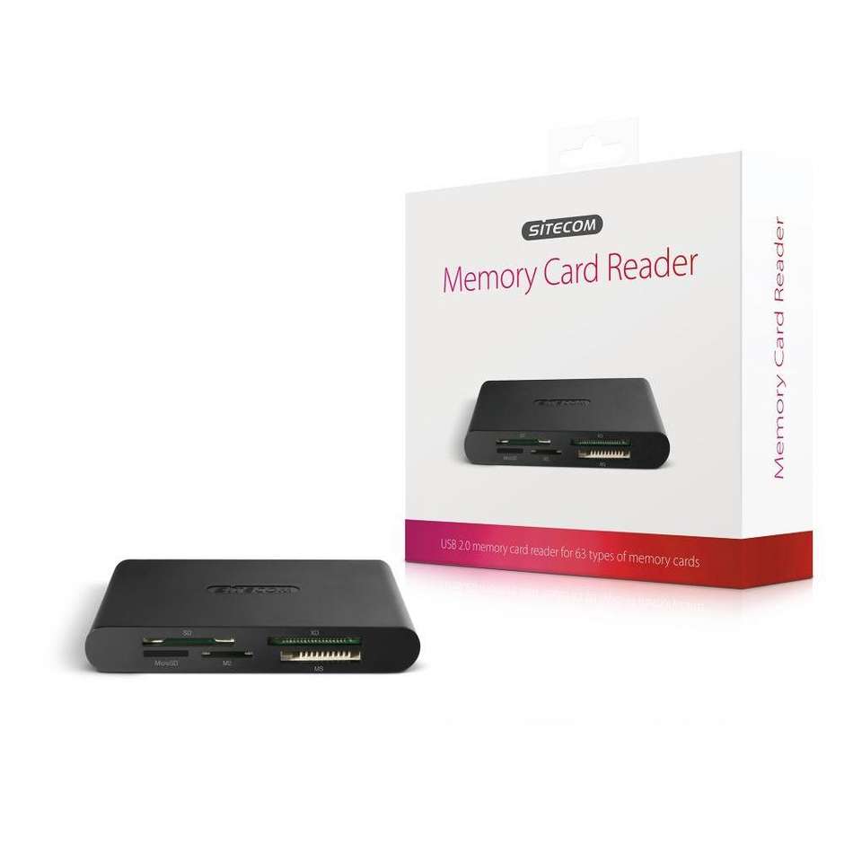 Sitecom MD-060 Lettore di Schede di Memoria USB 2.0 All-in-One Multislot per SD MicroSD CF Nero