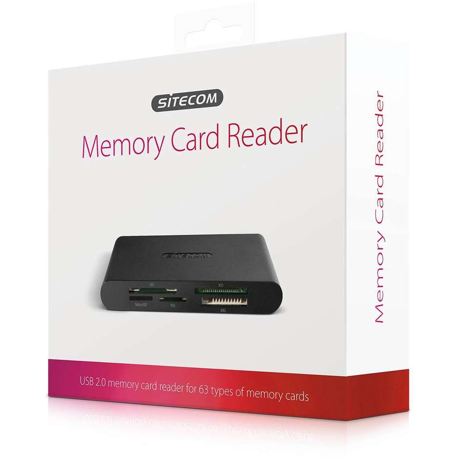 Sitecom MD-060 Lettore di Schede di Memoria USB 2.0 All-in-One Multislot per SD MicroSD CF Nero