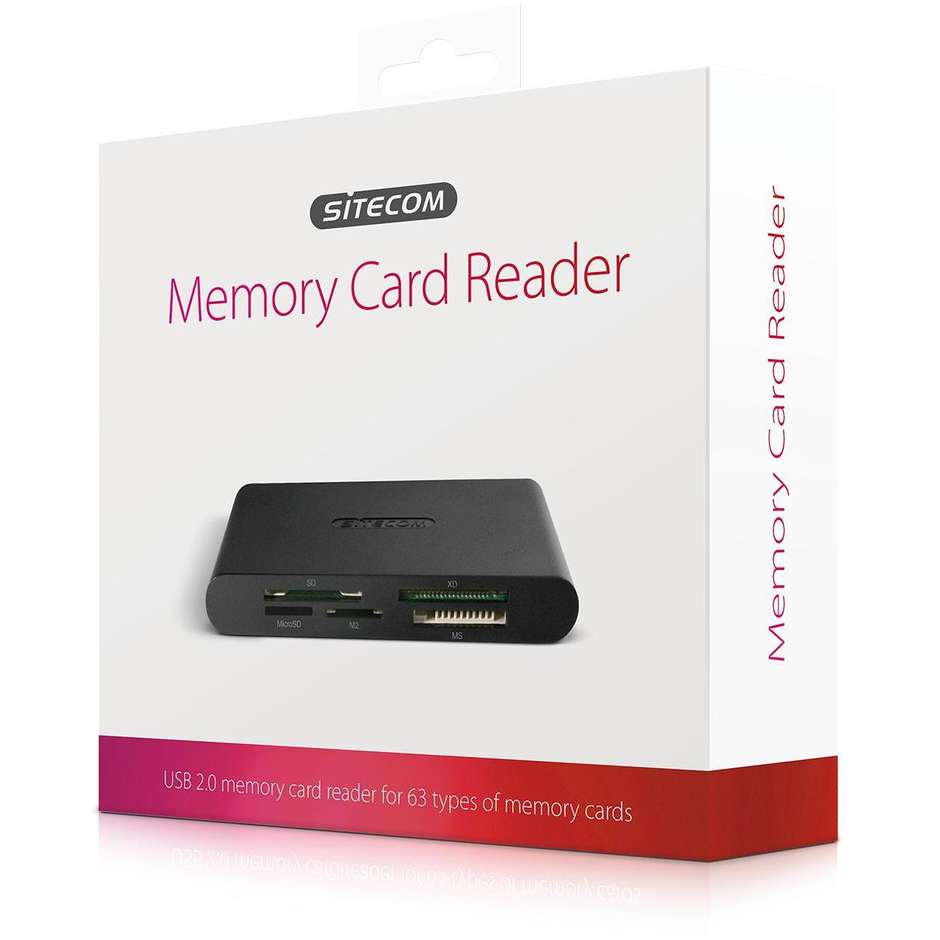 Sitecom MD-060 Lettore di schere di memoria USB 2.0  per 63 tipi di supporti di memorizzazione colore nero