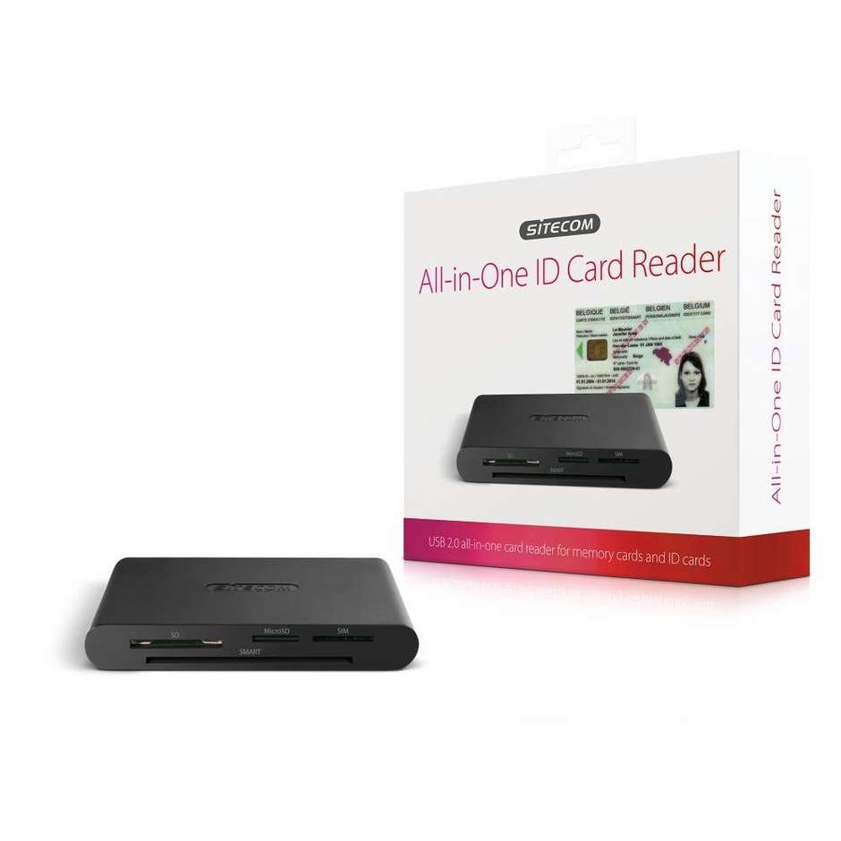 Sitecom MD-065IT Lettore di Smart Card USB 2.0 All-in-One per CNS CIE e Schede Memoria Nero