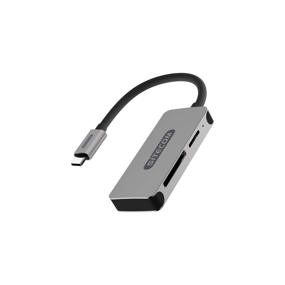 Sitecom MD-066 Lettore e scrittore di schede rapido USB-C per schede di memoria SD e MicroSD colore grigio