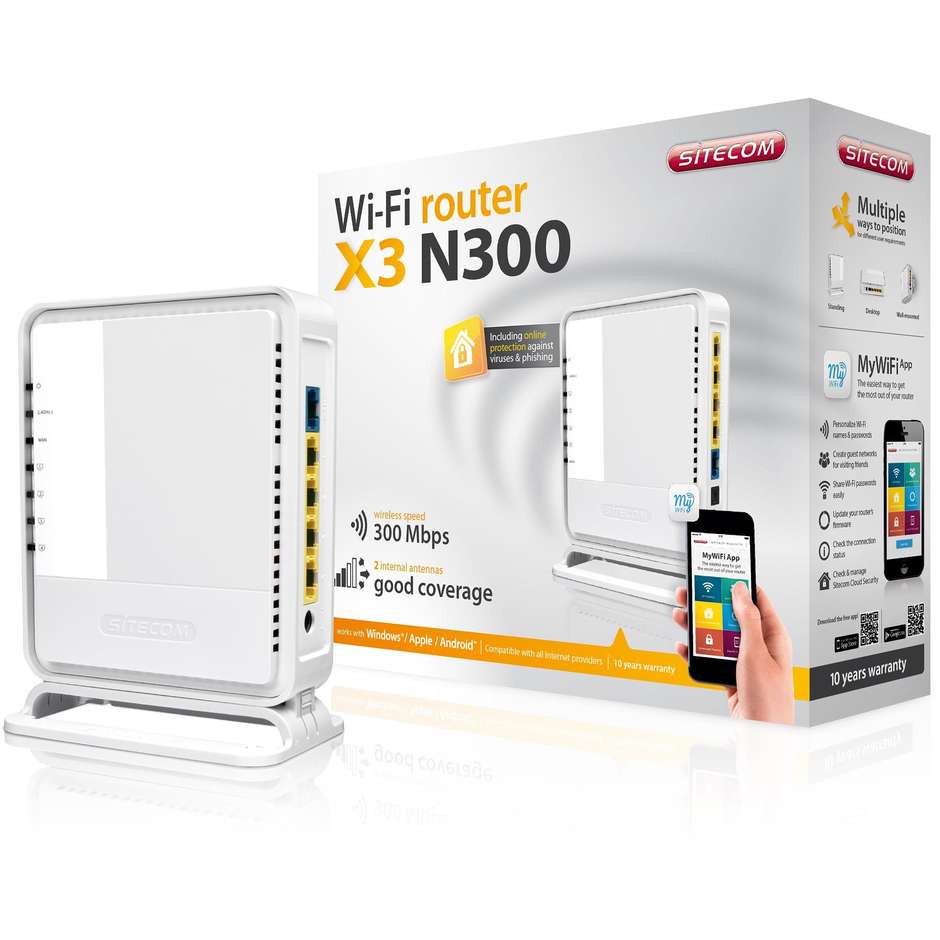 Sitecom WLR-3100 N300 Wi-Fi Router X3 Colore Bianco