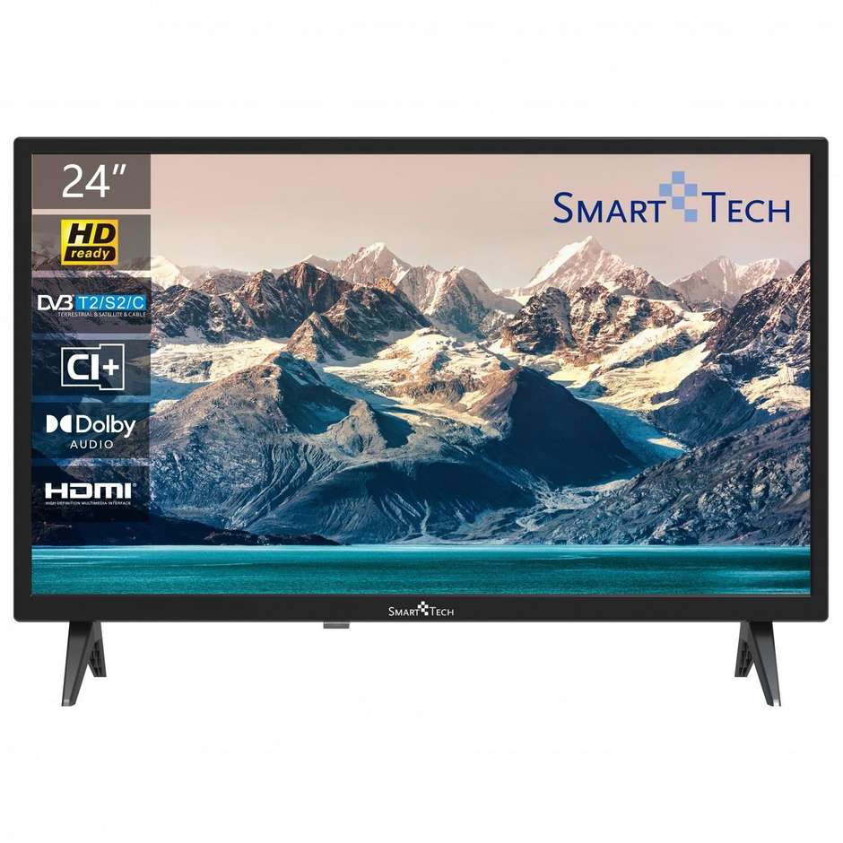 Smart Tech 24HN10T2 Tv LED 24" HD-Raedy Smart Tv Wi-Fi Classe E Colore cornice Nero