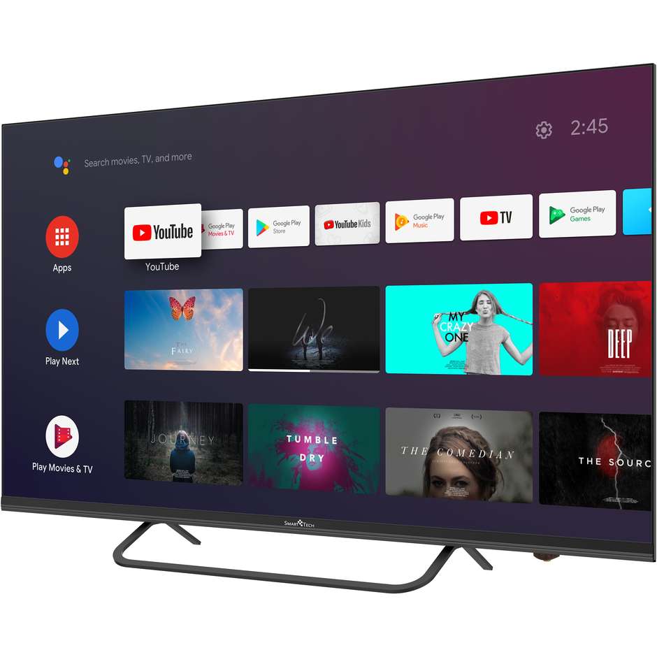 Smart Tech SMT43S10UC2U2G1 Tv LED 43" 4K Ultra HD Smart Tv Android Tv Wifi classe G colore nero
