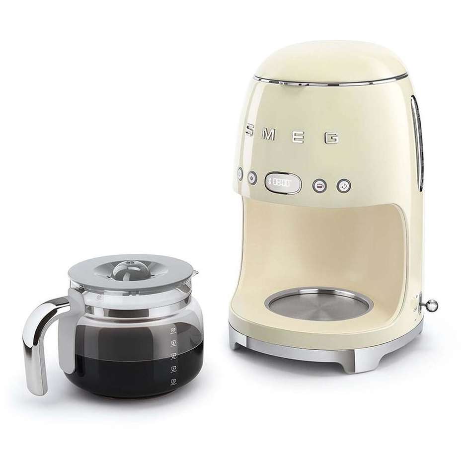 Smeg 50's Style DCF02CREU Macchina da Caffè con Filtro Americano 1050W Caraffa 10 Tazze Panna Lucido