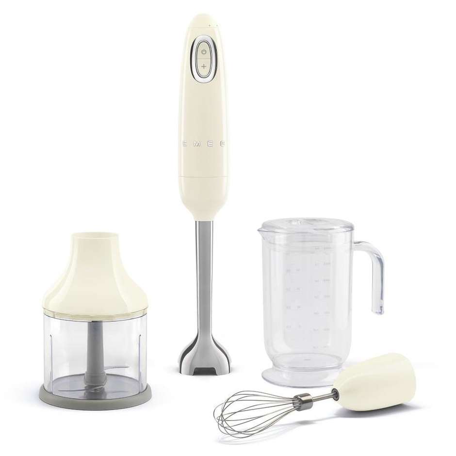 Smeg 50's Style HBF03CREU Frullatore ad Immersione 700W con Tritatutto 500ml Schiacciapatate Frusta e Caraffa Panna