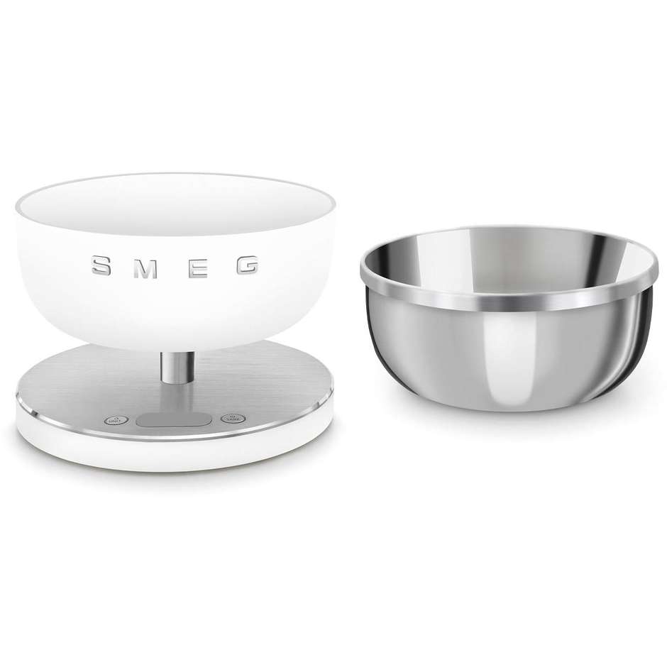SMEG 50's Style KSC01WHMEU Bilancia Digitale Ciotola Inox 1,8 Litri Bianco Opaco