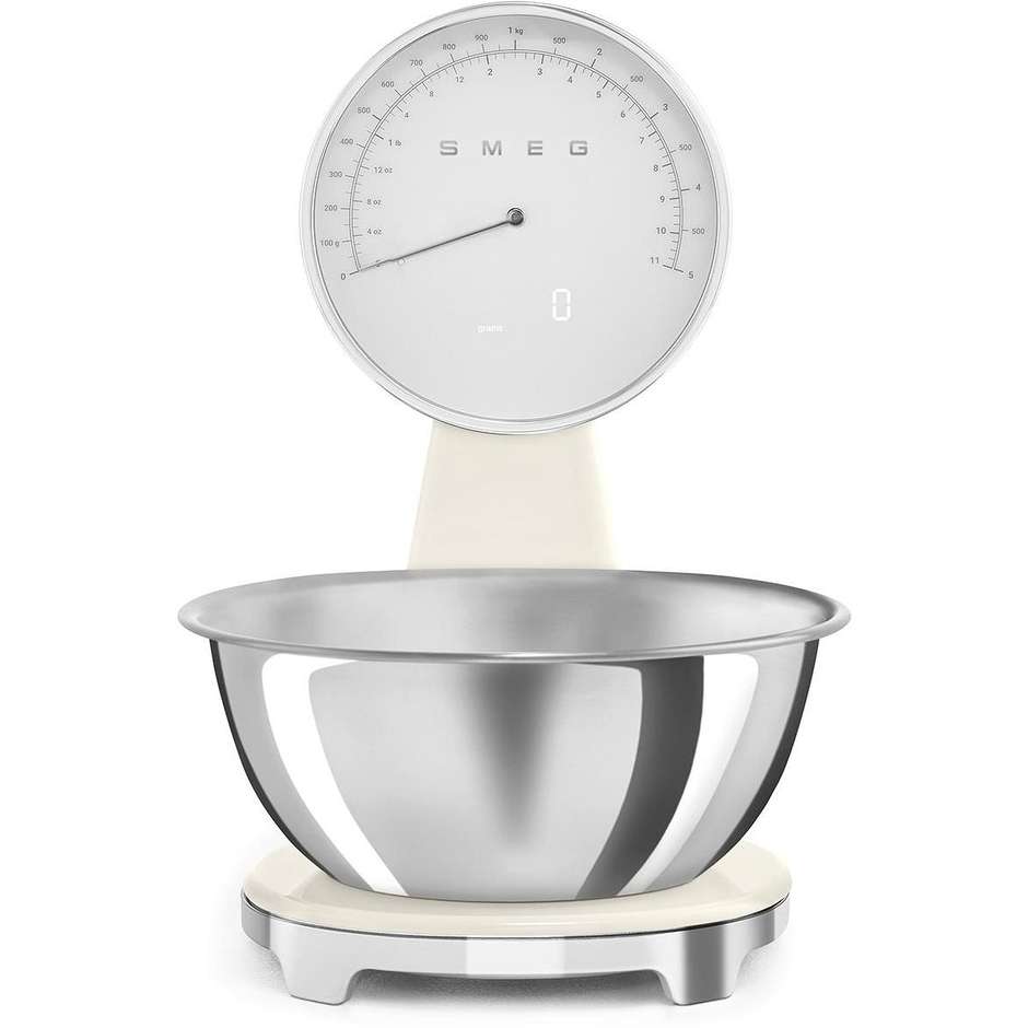 SMEG 50's Style KSF01CREU Bilancia Meccanica Analogica Vintage Ciotola Inox 5 kg Crema