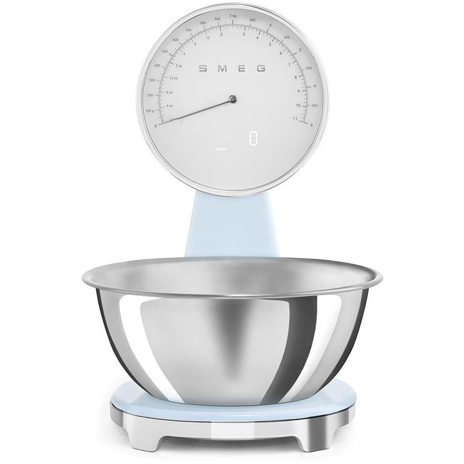 SMEG 50's Style KSF01PBEU Bilancia Analogica Vintage Ciotola Inox 5 kg Azzurro Pastello