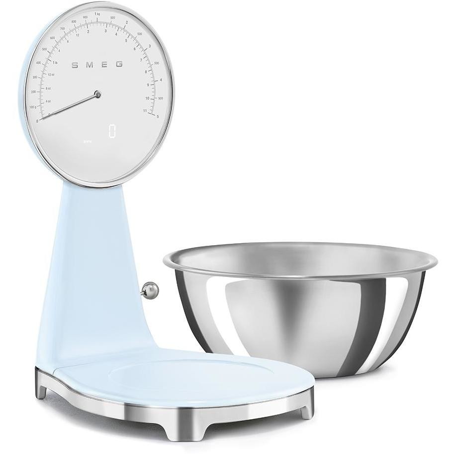 SMEG 50's Style KSF01PBEU Bilancia Analogica Vintage Ciotola Inox 5 kg Azzurro Pastello