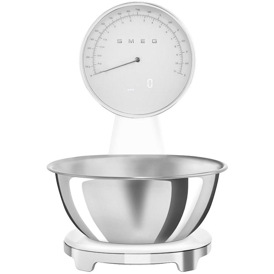Smeg 50's Style KSF01WHWW Bilancia da Cucina Digitale Piatta Bianco Lucido Ricaricabile USB