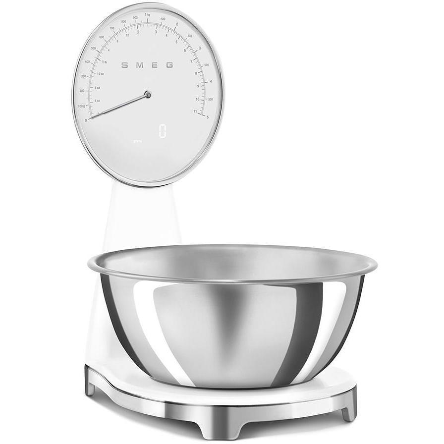 Smeg 50's Style KSF01WHWW Bilancia da Cucina Digitale Piatta Bianco Lucido Ricaricabile USB