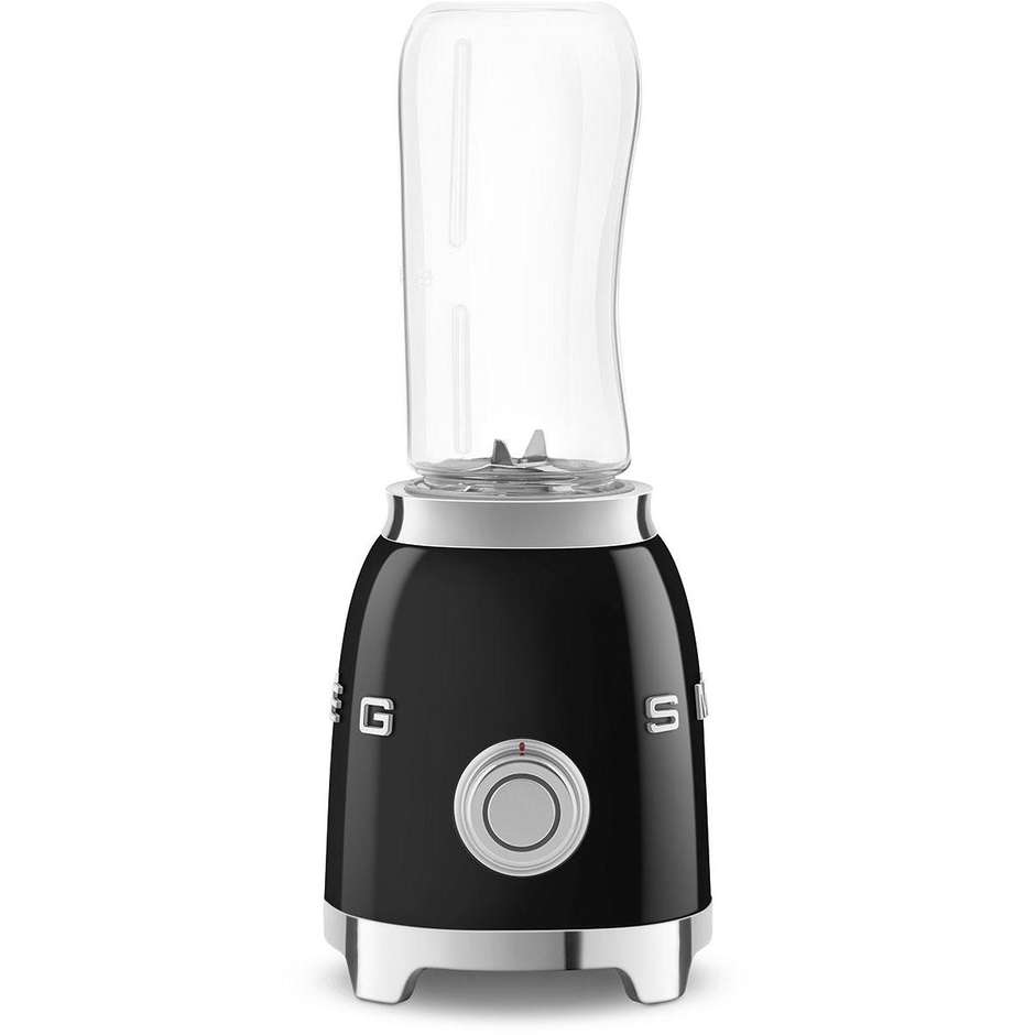 Smeg 50's Style PBF01BLEU Personal Blender 300W con 2 Bottiglie Bottle to Go da 600ml Nero Lucido