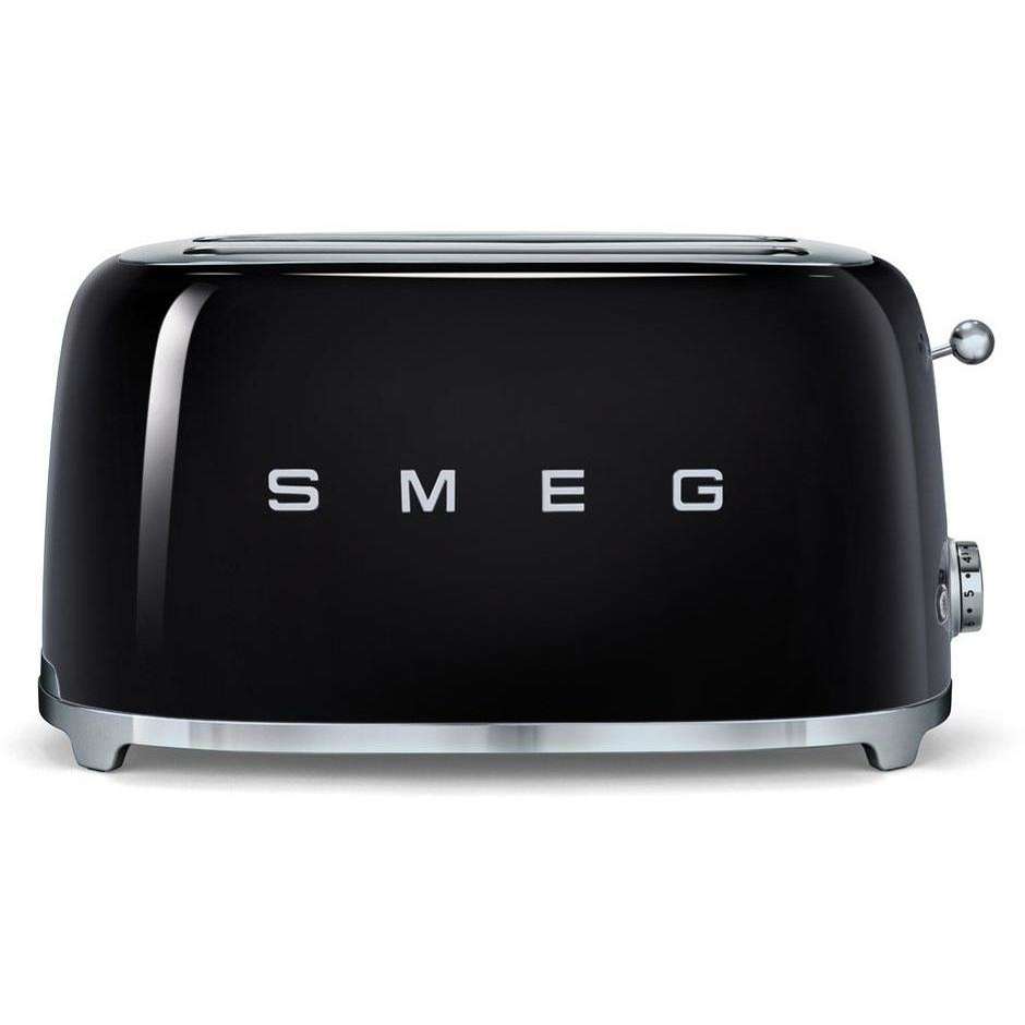 Smeg 50's Style TSF02BLEU Tostapane 4 Fette a 2 Fessure Lunghe 1500W Nero Lucido