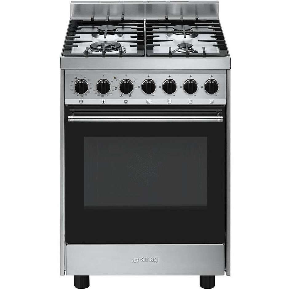 Smeg B60GMXI9 cucina 60x60 4 fuochi a gas forno elettrico ventilato multifunzione 70 litri classe A colore inox