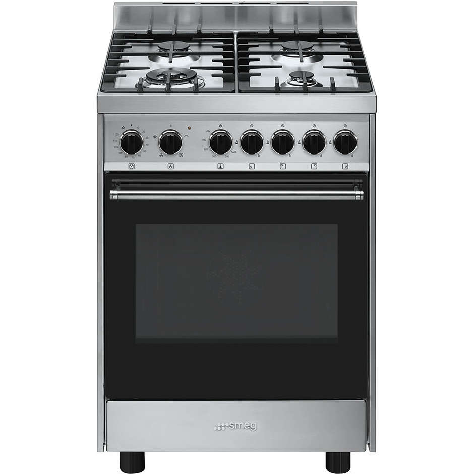 Smeg B60GVXI9 cucina 60x60 4 fuochi a gas forno a gas ventilato 70 litri classe A colore inox