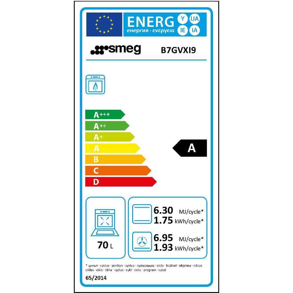 Smeg B7GVXI9 cucina 70x60 5 fuochi a gas forno gas ventilato con grill elettrico 70 litri classe A inox