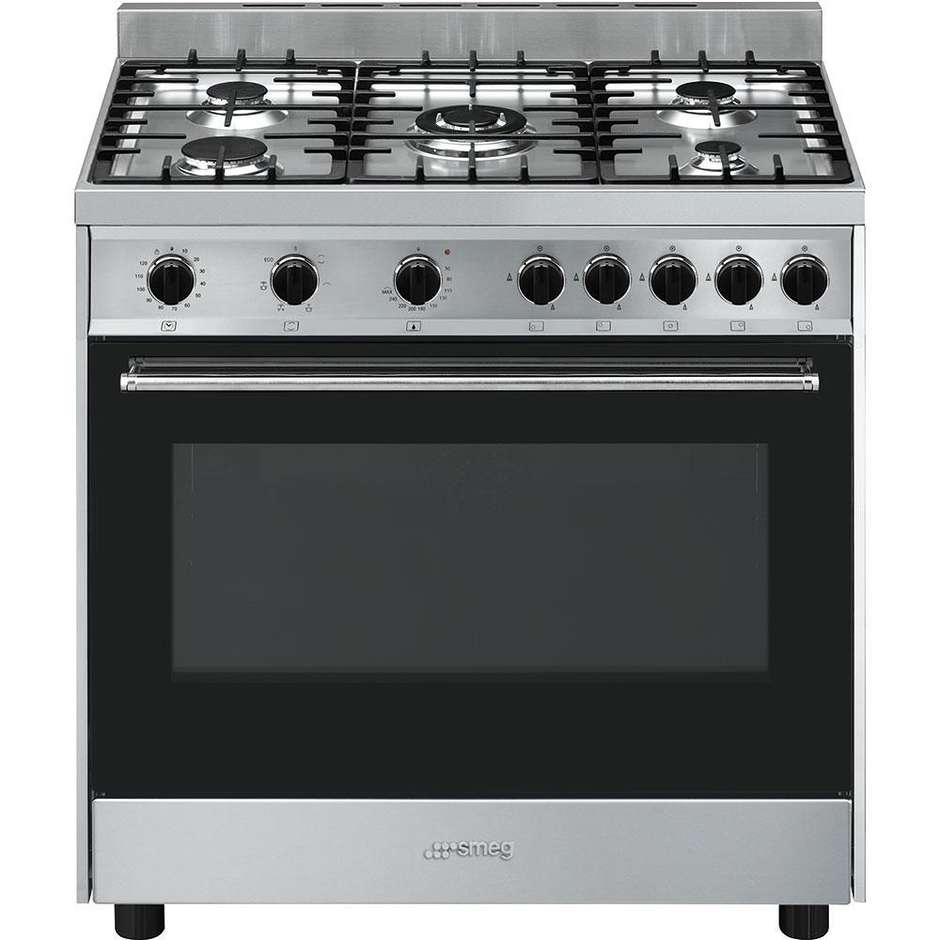 Smeg B90GMXI9 cucina 90x60 5 fuochi a gas forno elettrico ventilato 115 litri classe A colore inox